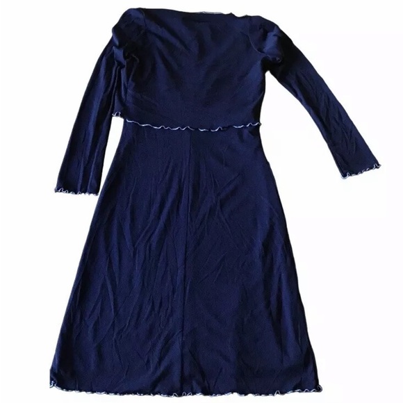 VTG Jodi California Sheer Jacket Dress Tie Front M Blue Contrast Made In USA - Picture 2 of 16